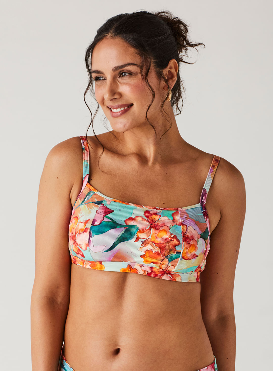 Biquíni Sutop® Estampado Canelado Decote Quadrado Beach 15703