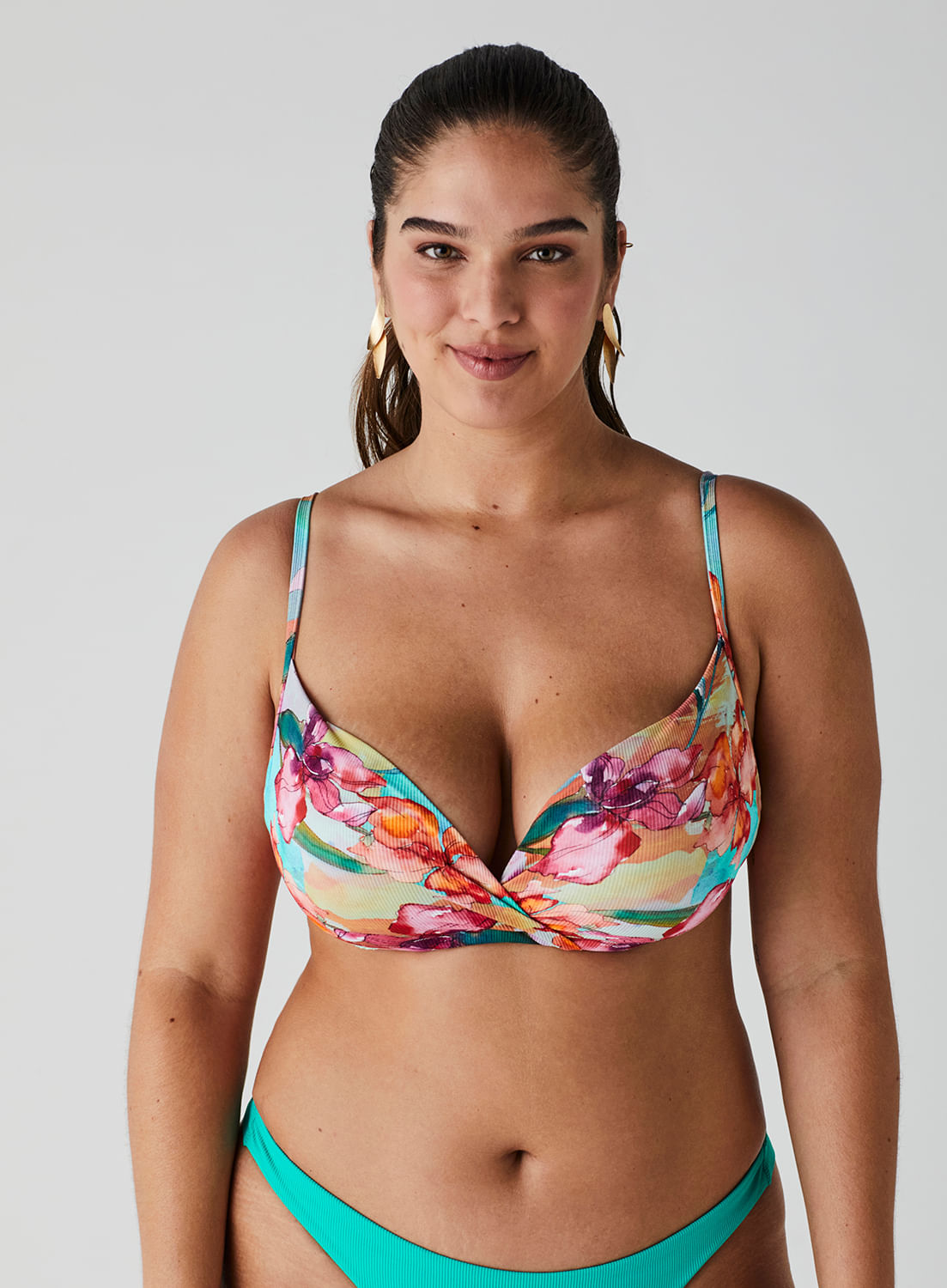 Biquíni Canelado Lift Transpassado Estampado 15705