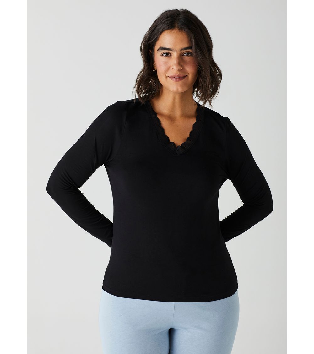 Blusa Manga Longa com Renda 21996 SuperBlack - GG