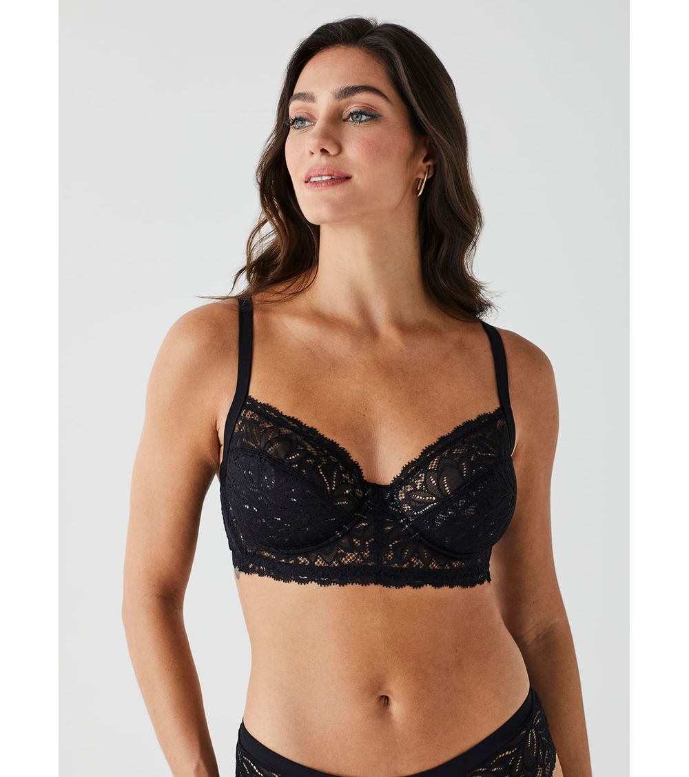 Sutiã de Renda Sem Bojo Com Aro Lift Corset Confidence 51878 Super Black 40D