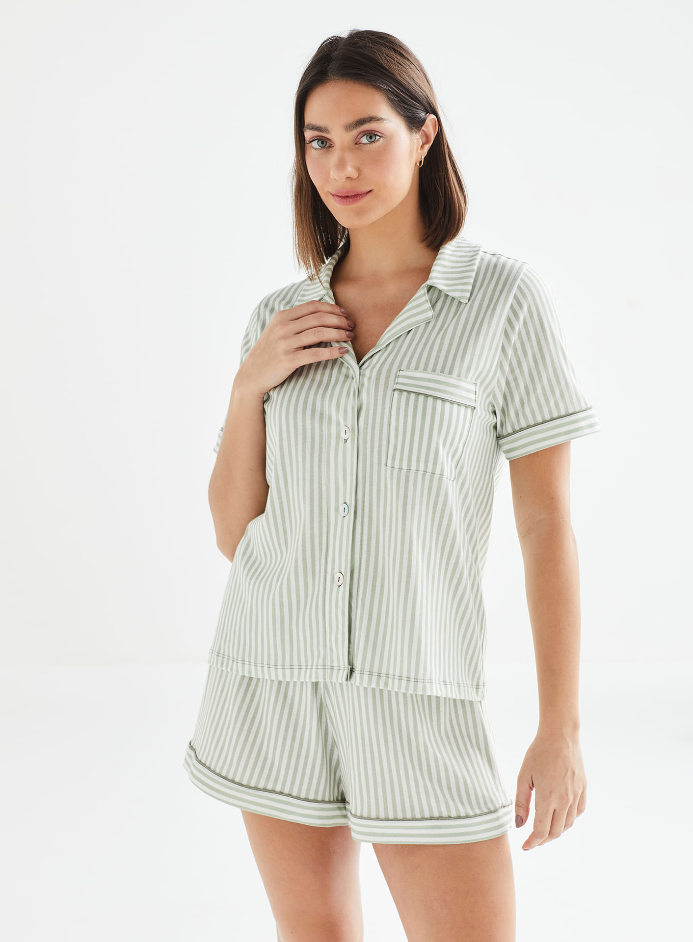 Blusa de Pijama de Algodão Manga Curta Estampada 28505