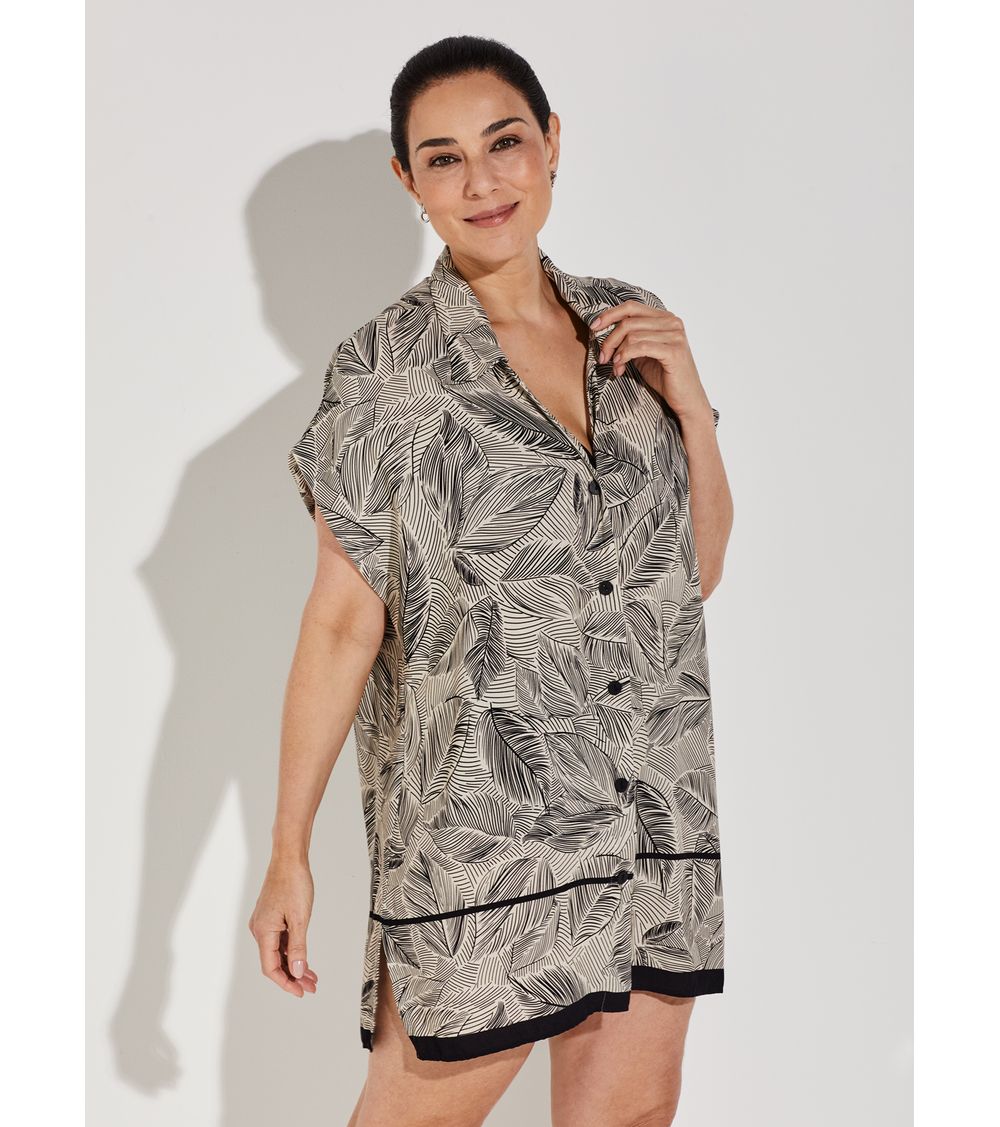 Camisão Curto Estampado 15859 Dança das Folhas G